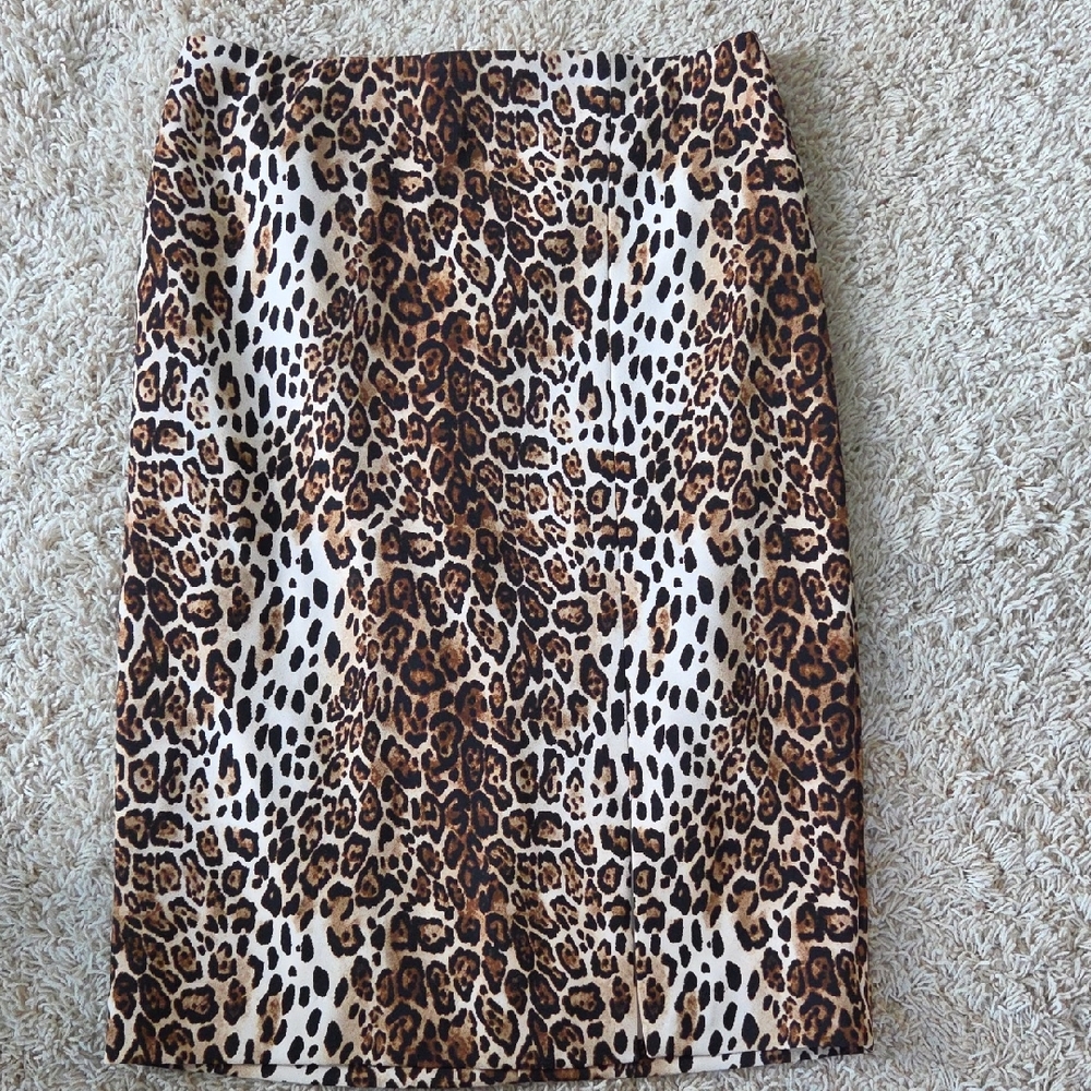 White House Black Market Leopard Print Pencil Skirt - Brown & Black